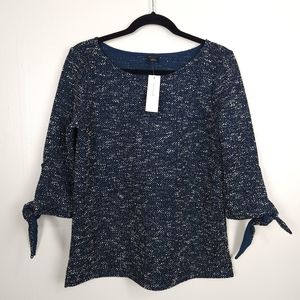 Ann Taylor Tie Sleeve Tweed Top
